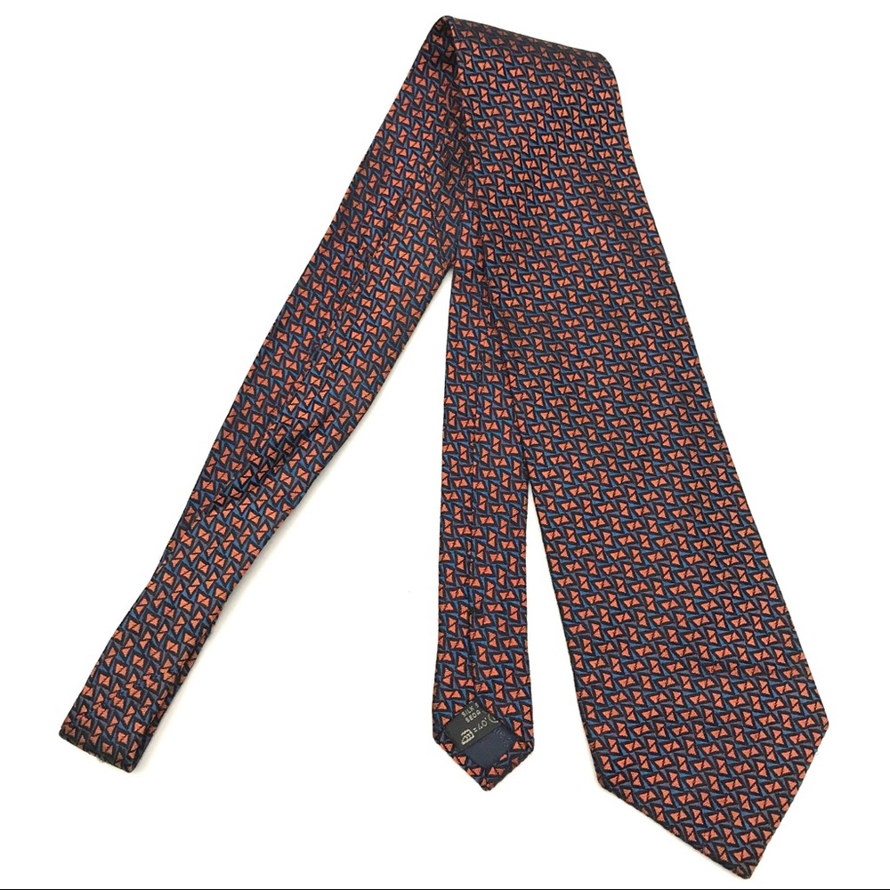 Ermenegildo Zegna Silk Red Blue Geometric Tie